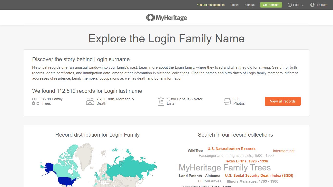 Login last name - Login family - MyHeritage